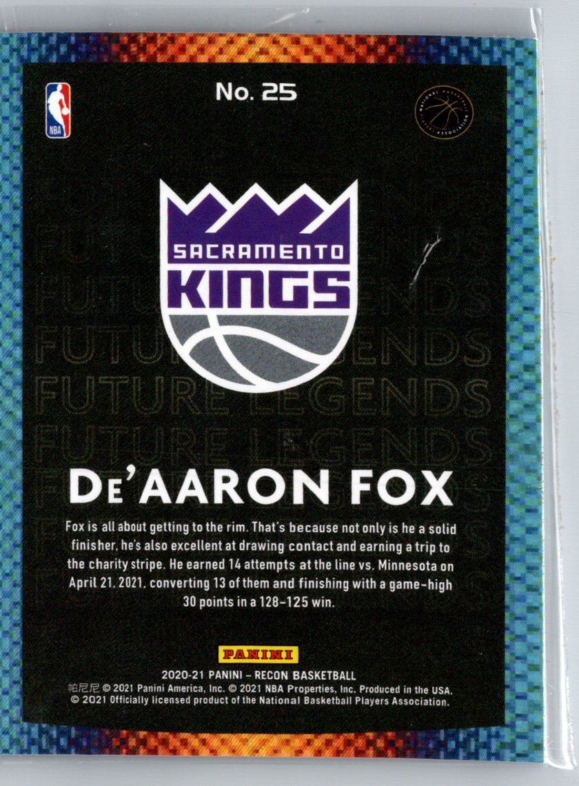 2020-21 Panini Recon #25 De'Aaron Fox Future Legends Blue #/99 M02