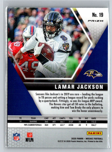 2020 Panini Mosaic #19 Lamar Jackson Prizm Green M03