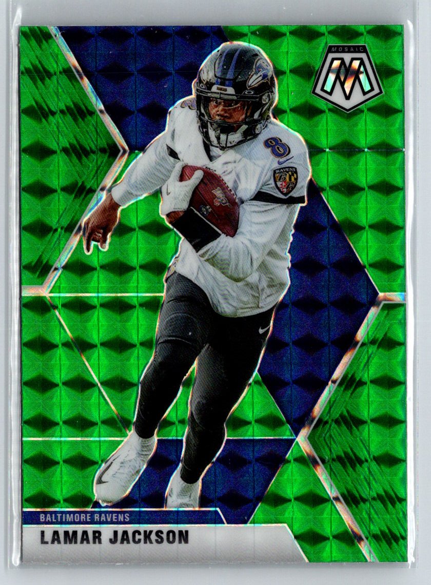 2020 Panini Mosaic #19 Lamar Jackson Prizm Green M03