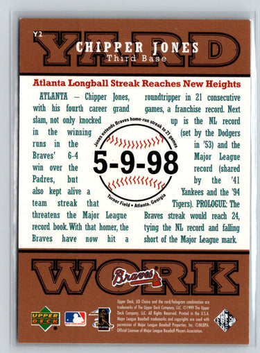 1999 UD Choice #Y2 Chipper Jones Yard Work M04