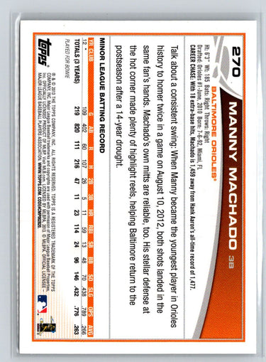 2013 Topps #270 Manny Machado M04
