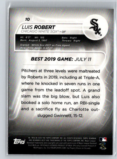 2020 Bowman's Best #10 Luis Robert M05
