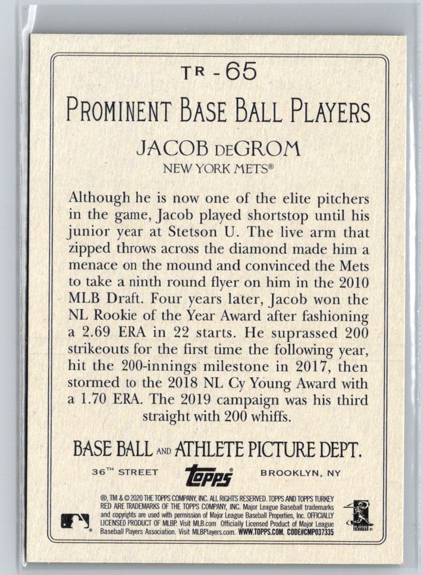 2020 Topps #TR-65 Jacob deGrom Turkey Red 2020 (Series 1) M05