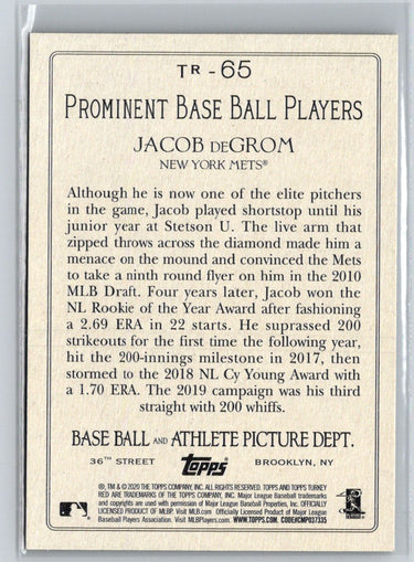 2020 Topps #TR-65 Jacob deGrom Turkey Red 2020 (Series 1) M05