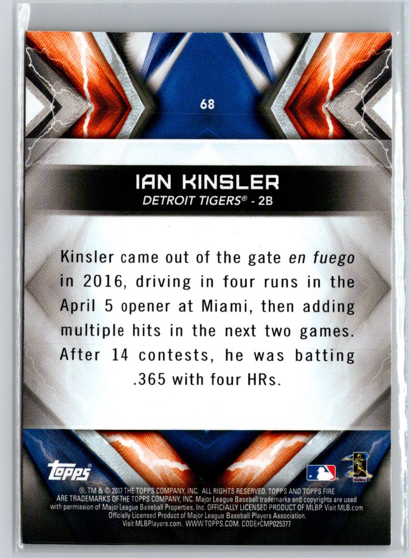 2017 Topps Fire #68 Ian Kinsler Gold Minted M05
