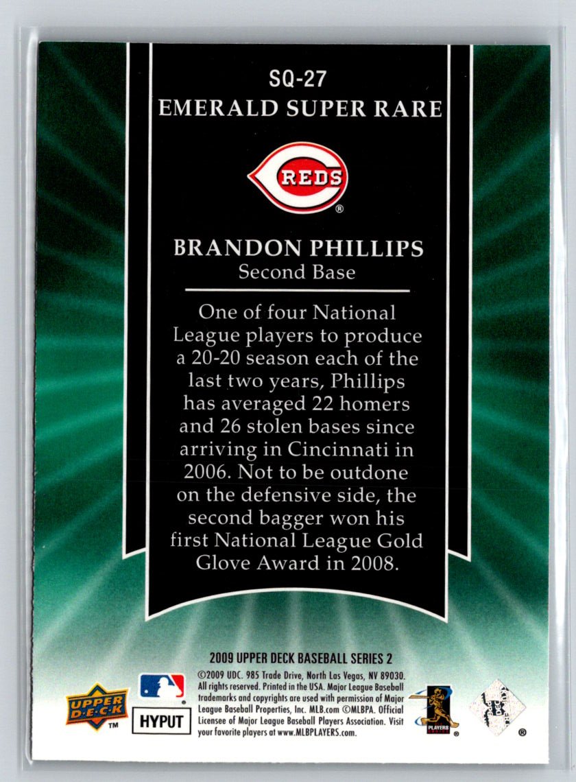2009 Upper Deck #SQ-27 Brandon Phillips StarQuest Emerald Super Rare M07