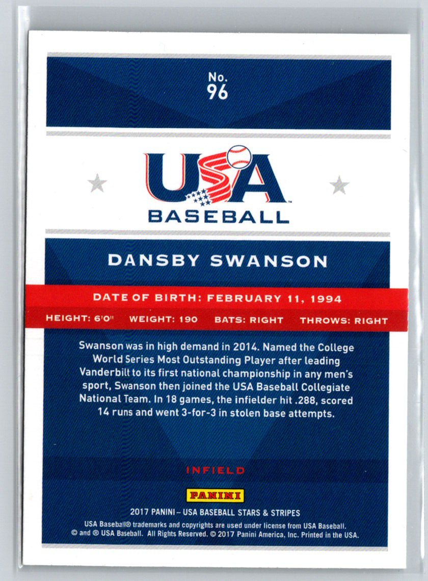 2017 Panini Stars & Stripes USA Baseball #96 Dansby Swanson M07