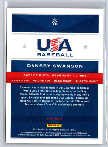 2017 Panini Stars & Stripes USA Baseball #96 Dansby Swanson M07
