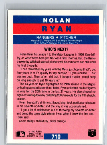 1992 Fleer #710 Nolan Ryan M07