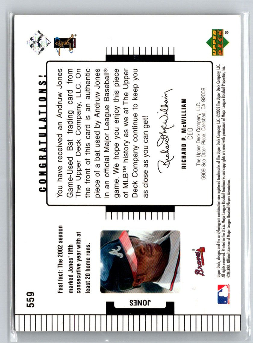 2002 Upper Deck Diamond Connection #559 Andruw Jones #/775 M08