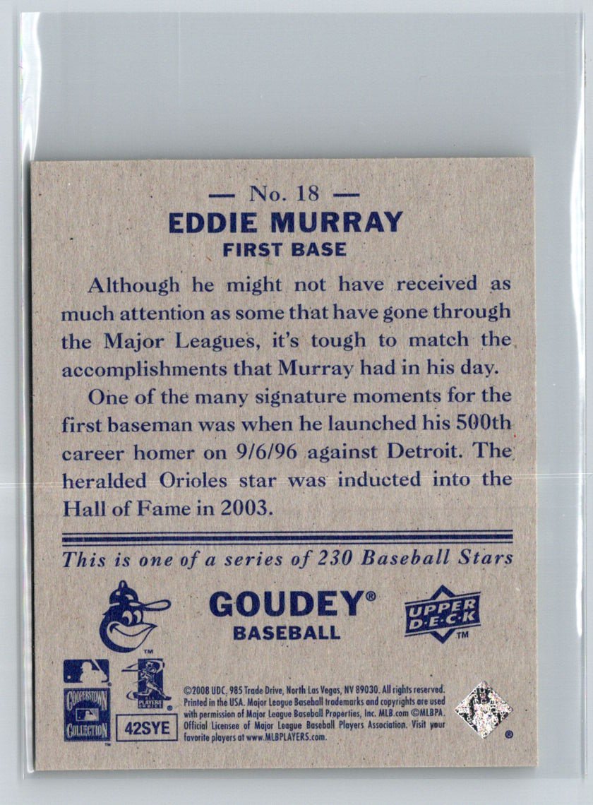 2008 Upper Deck Goudey #18 Eddie Murray Mini Blue Backs M08
