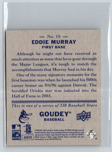 2008 Upper Deck Goudey #18 Eddie Murray Mini Blue Backs M08