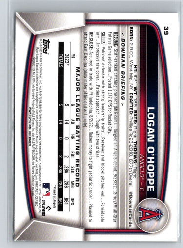2023 Bowman #39 Logan O'Hoppe M09