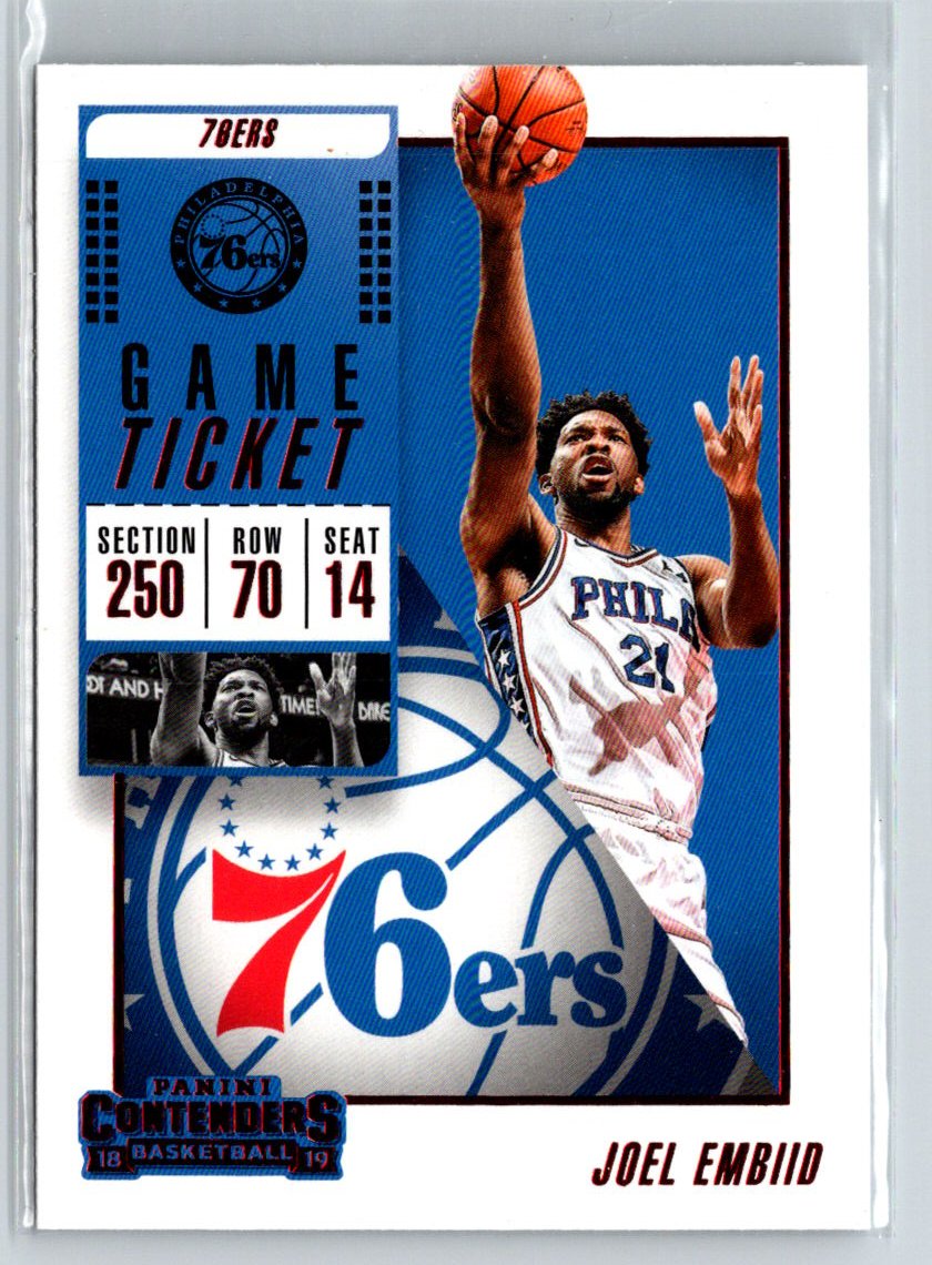 2018-19 Panini Contenders #25 Joel Embiid Game Ticket Red M09