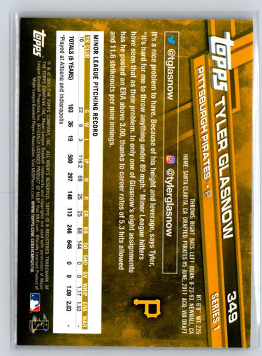 2017 Topps Pittsburgh Pirates #PIT-3 Tyler Glasnow M10