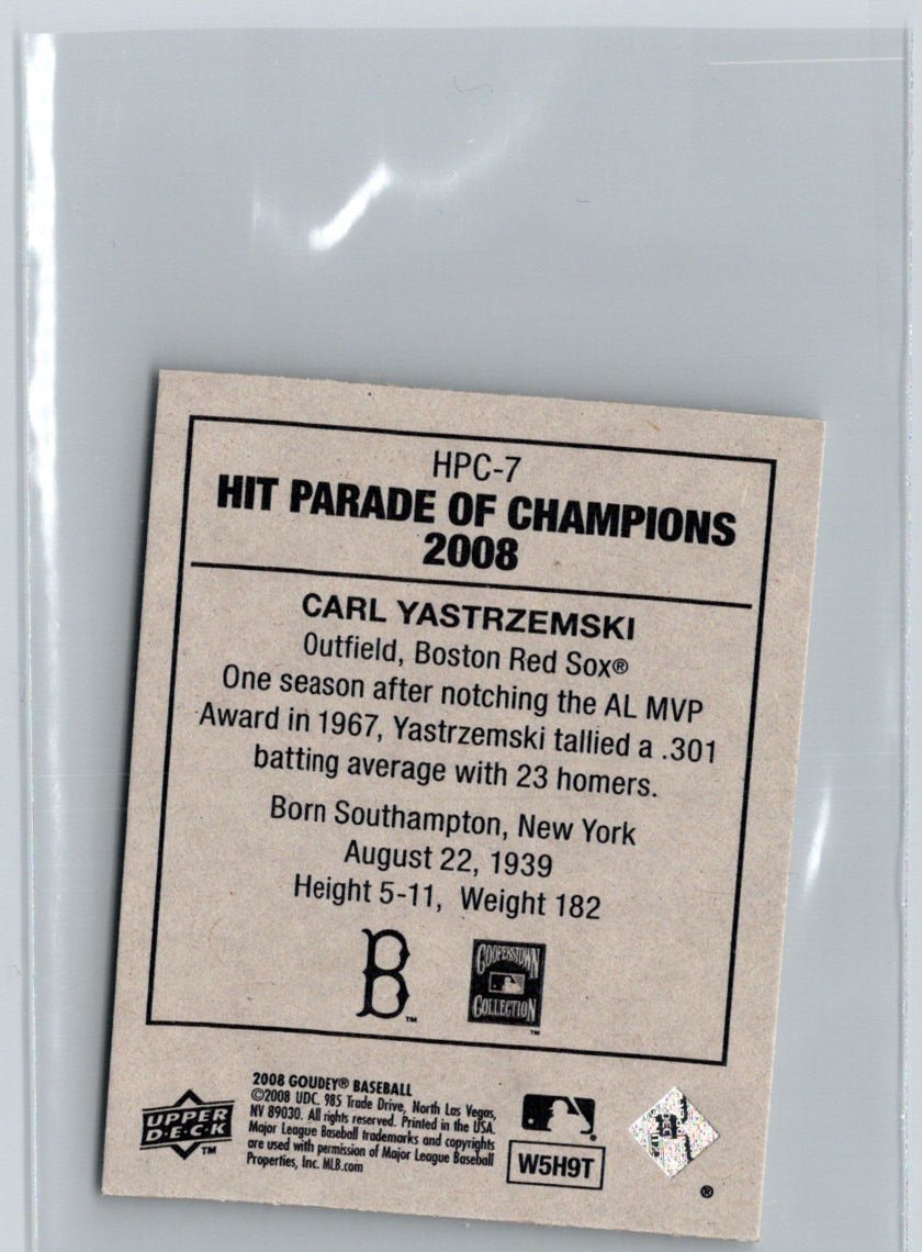 2008 Upper Deck Goudey #HPC-7 Carl Yastrzemski Hit Parade of Champions M10