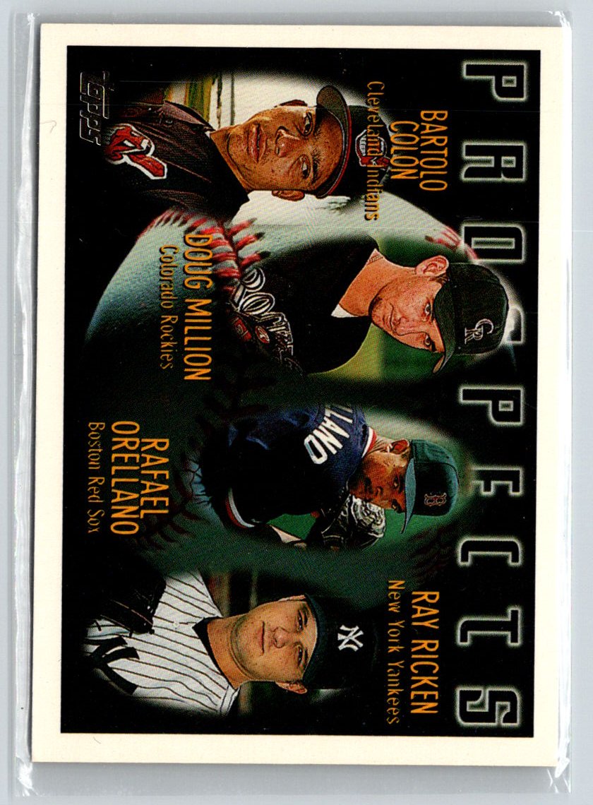 1996 Topps #428 Bartolo Colon / Doug Million / Rafael Orellano  PROS, RC M11