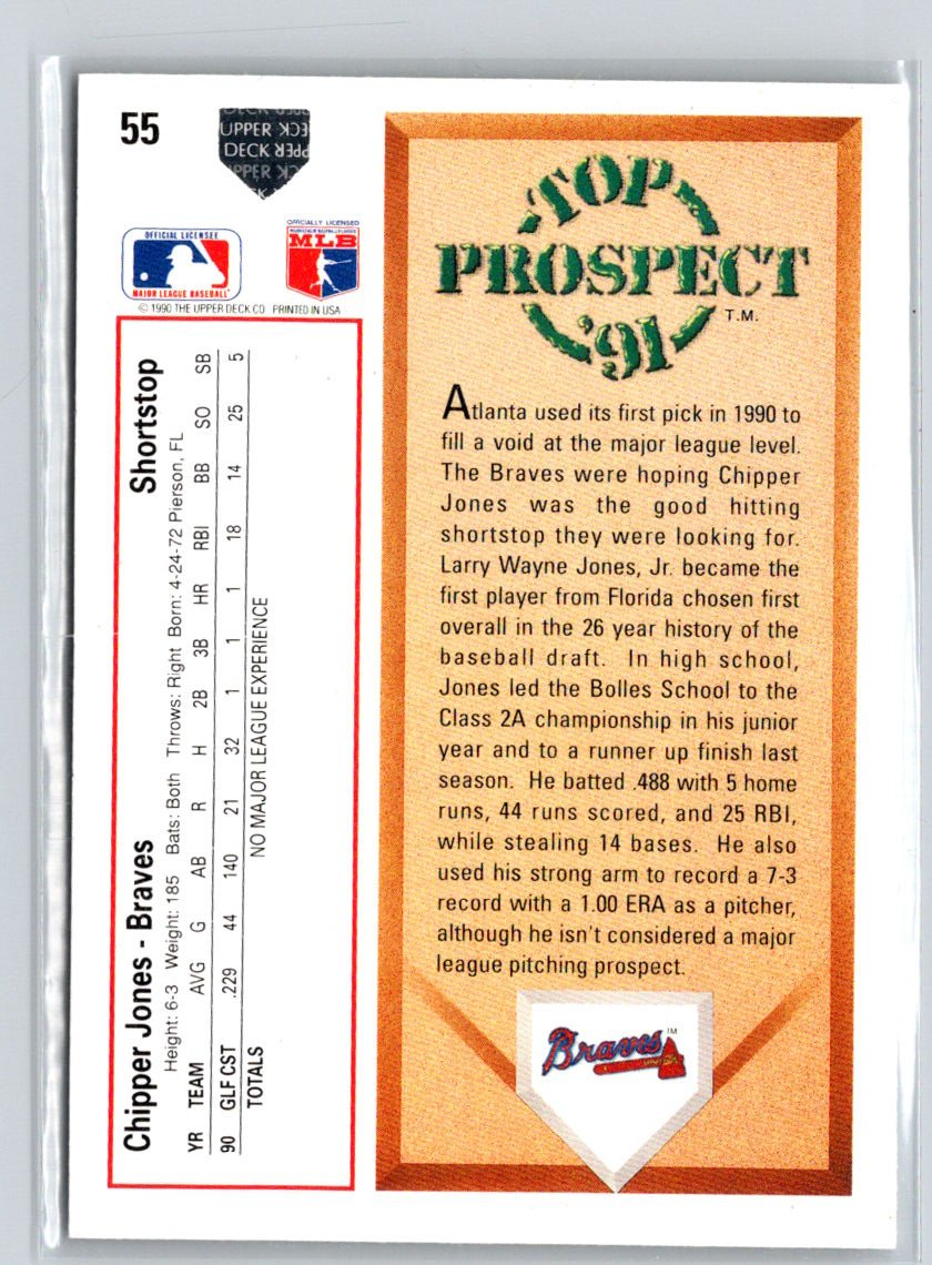 1991 Upper Deck #55b Chipper Jones M11