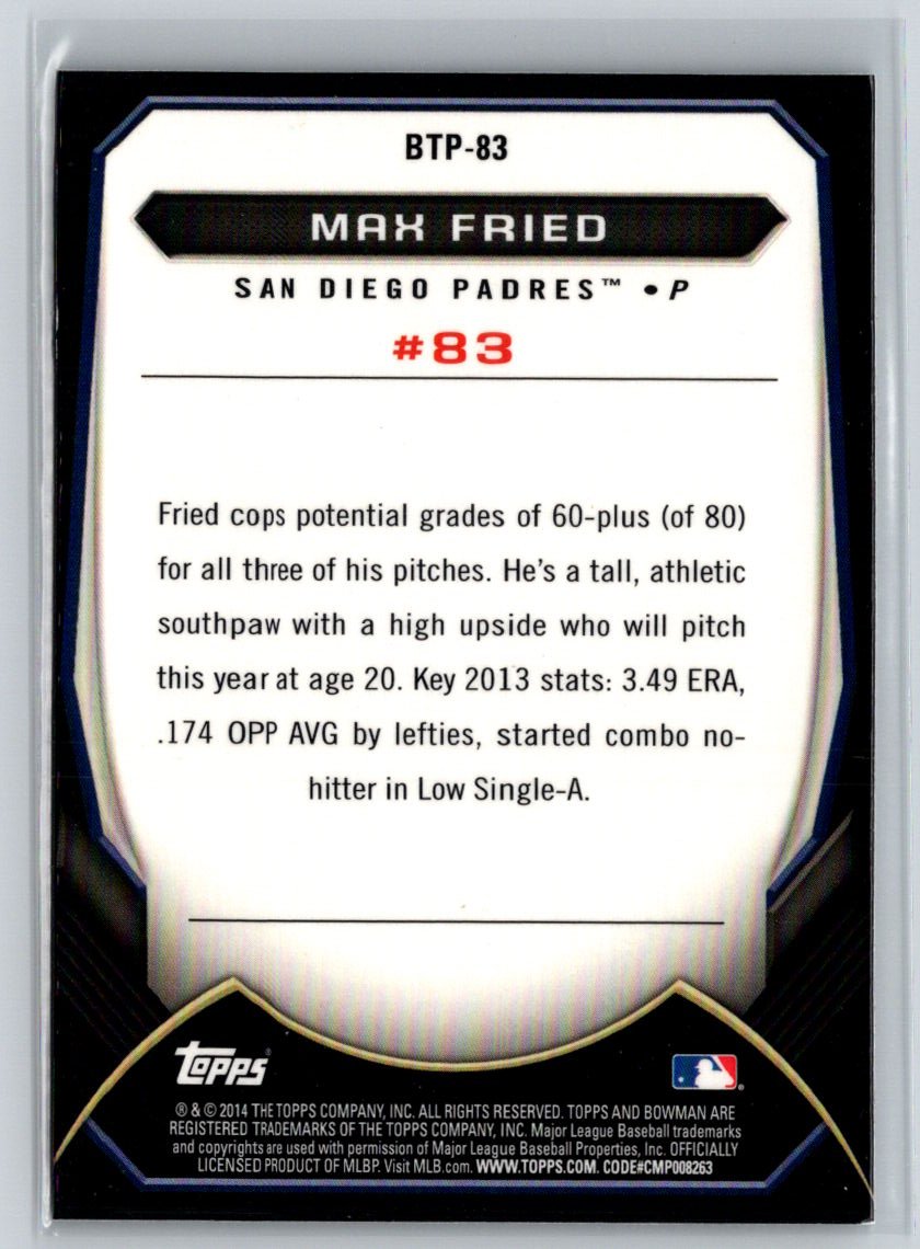 2014 Bowman #BTP-83 Max Fried Top 100 Prospects M11