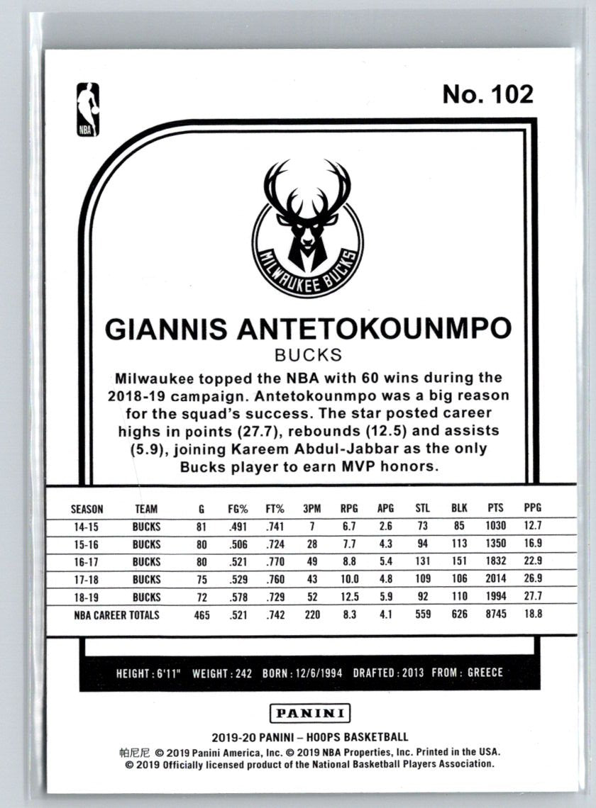 2019-20 Hoops #102 Giannis Antetokounmpo M11