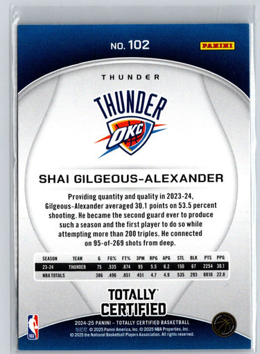 2024-25 Panini Totally Certified #102 Shai Gilgeous-Alexander Mirror M12