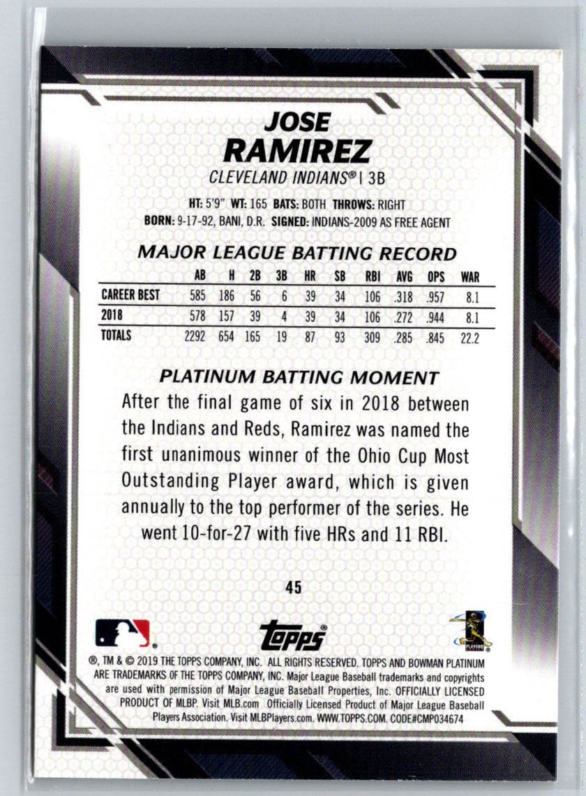 2019 Bowman Platinum #45 Jose Ramirez M12