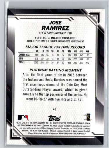 2019 Bowman Platinum #45 Jose Ramirez M12
