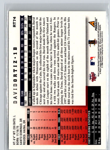1998 Score Rookie & Traded #RT74 David Ortiz M12