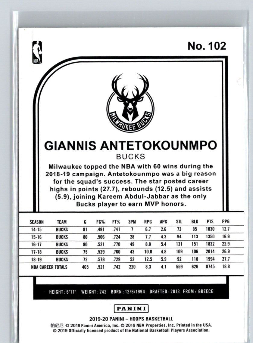 2019-20 Hoops #102 Giannis Antetokounmpo M12
