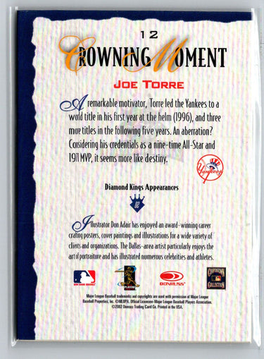 2002 Donruss Diamond Kings #12 Joe Torre Bronze Foil M13