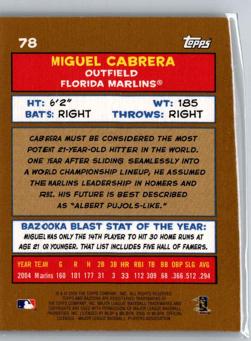 2005 Bazooka #78 Miguel Cabrera Gold Chunks M13