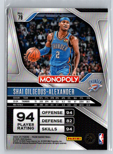 2024-25 Panini Prizm Monopoly #79 Shai Gilgeous-Alexander M13