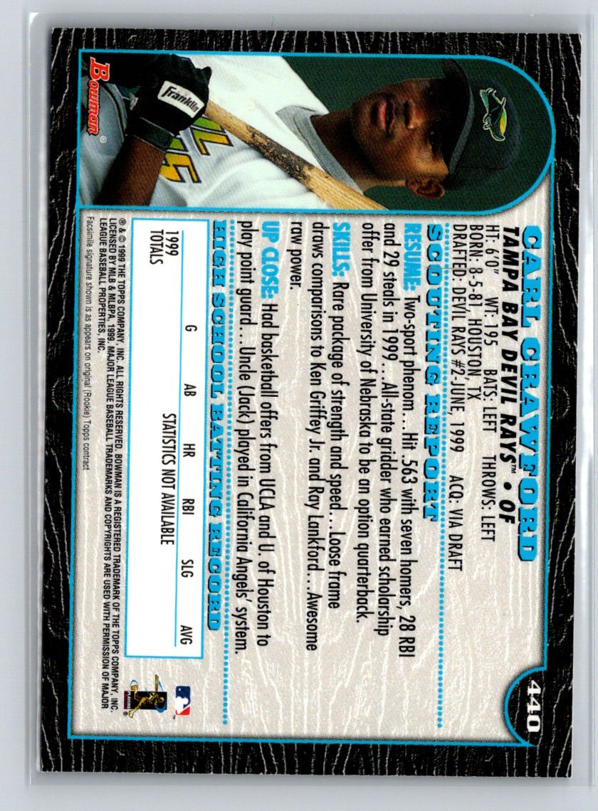 1999 Bowman #440 Carl Crawford M13