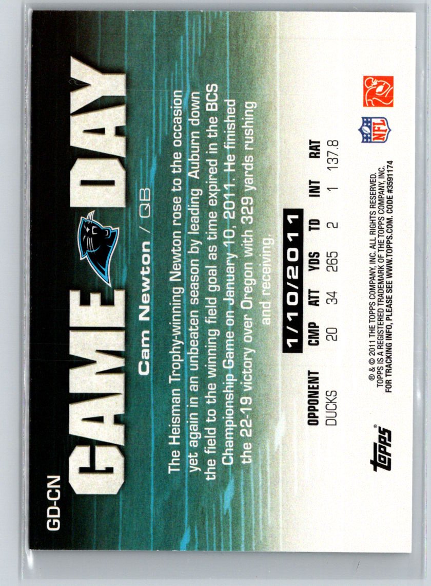 2011 Topps #GD-CN Cam Newton Game Day M14