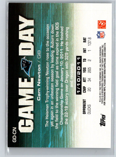 2011 Topps #GD-CN Cam Newton Game Day M14