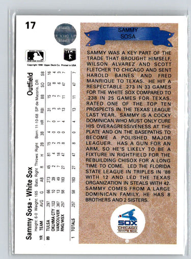 1990 Upper Deck #17 Sammy Sosa M14