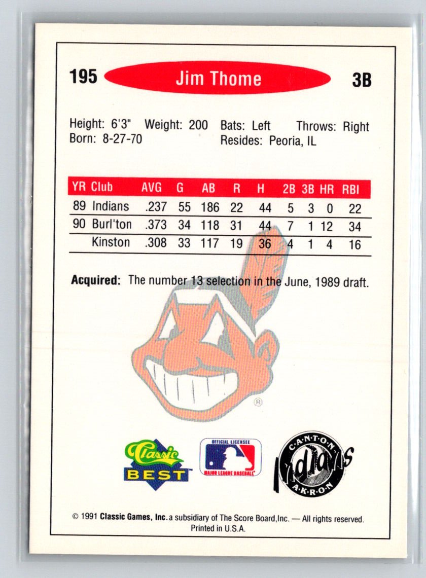 1991 Classic Best #195 Jim Thome M15