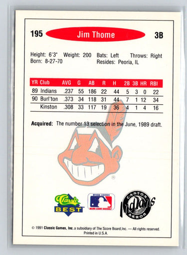 1991 Classic Best #195 Jim Thome M15