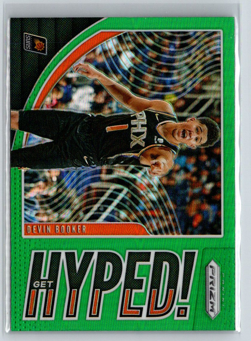 2019-20 Panini Prizm #7 Devin Booker Get Hyped! Green M15