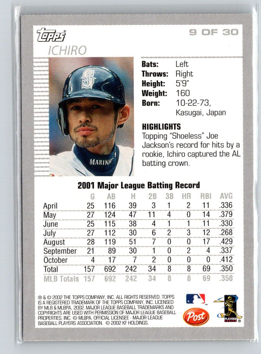 2002 Topps Post Cereal #9 Ichiro M16