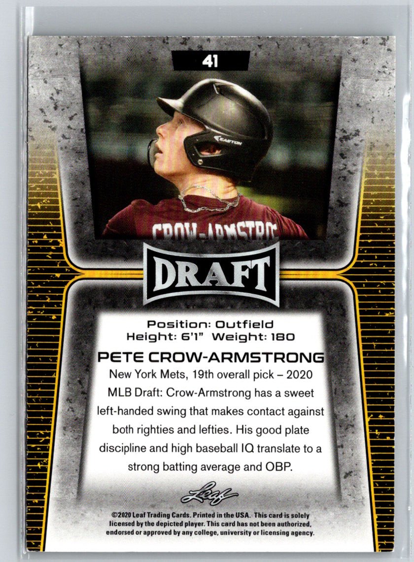 2020 Leaf Draft #41 Pete Crow-Armstrong M16