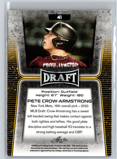 2020 Leaf Draft #41 Pete Crow-Armstrong M16