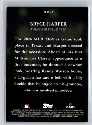2025 Topps #GD-5 Bryce Harper Gameday Drip M17