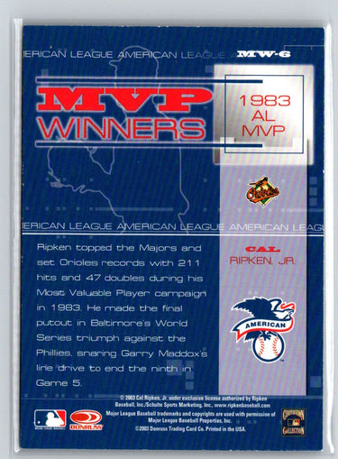 2004 Leaf #MW-6 Cal Ripken Jr. MVP Winners M17