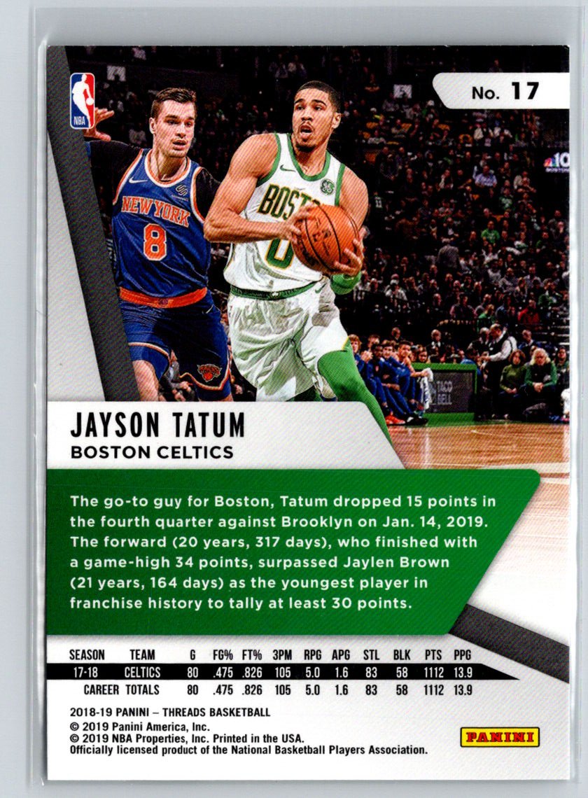 2018-19 Panini Threads #17 Jayson Tatum M17