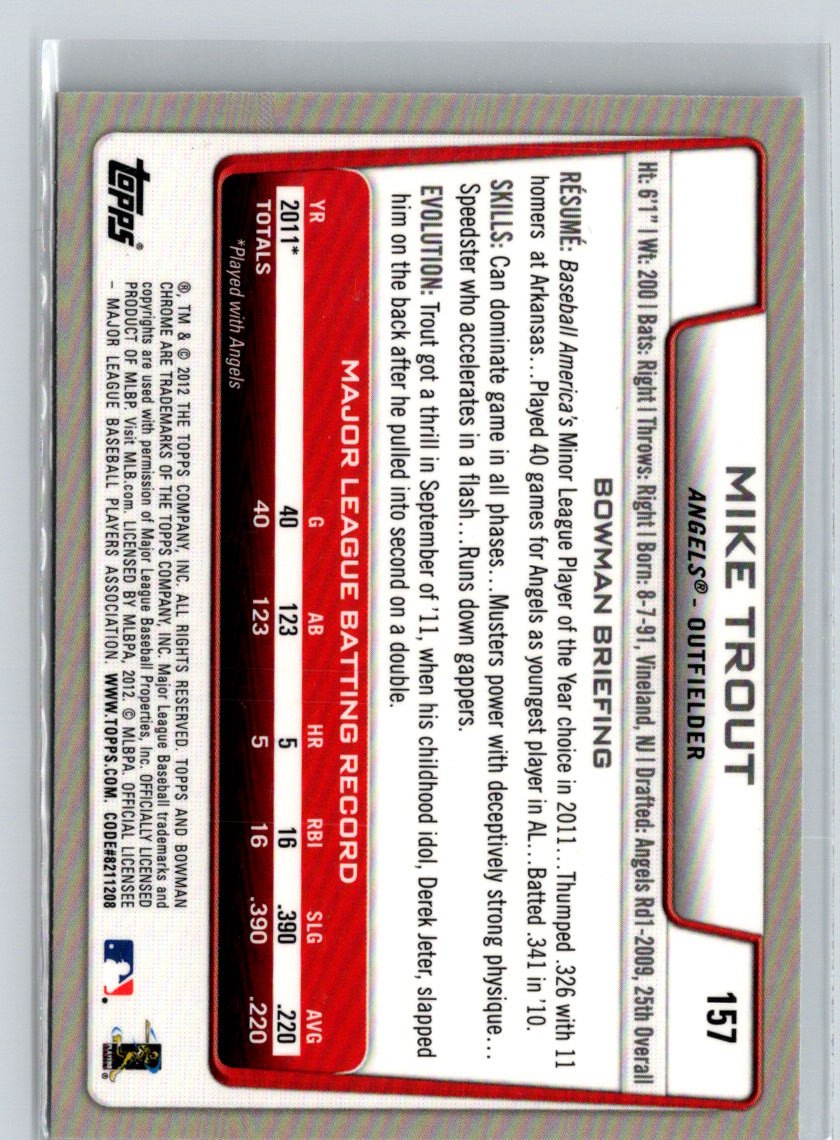 2012 Bowman Chrome #157 Mike Trout M18