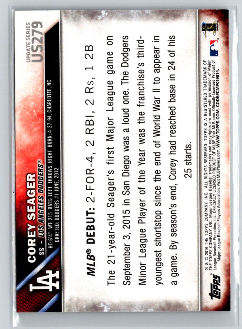 2016 Topps Update #US279 Corey Seager M19