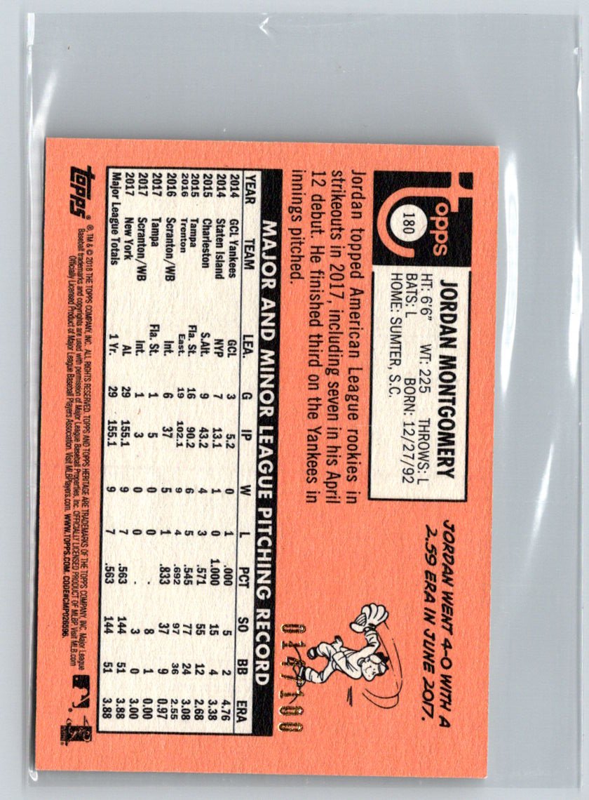 2018 Topps Heritage #180 Jordan Montgomery Mini #/100 M20