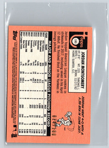 2018 Topps Heritage #180 Jordan Montgomery Mini #/100 M20