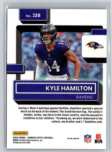 2022 Donruss Optic #238 Kyle Hamilton Purple Shock M21